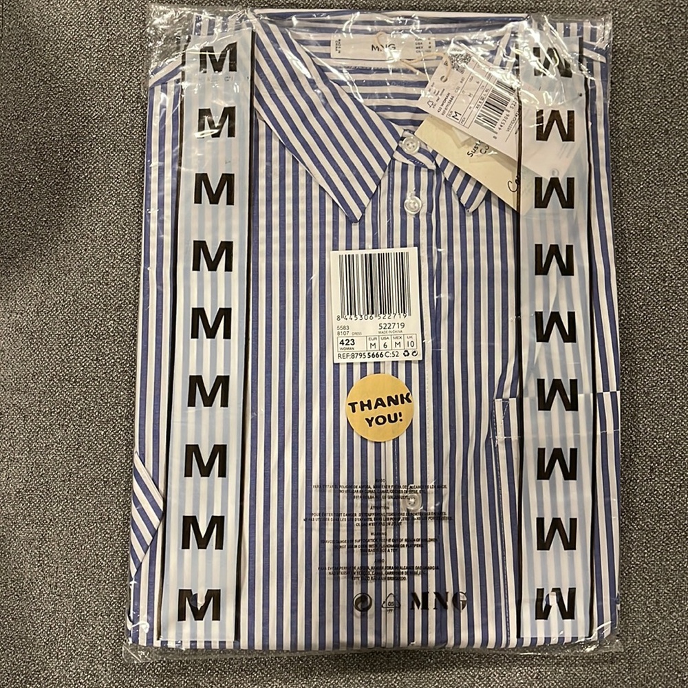 Mango Midi Striped Cotton Shirt Dress New